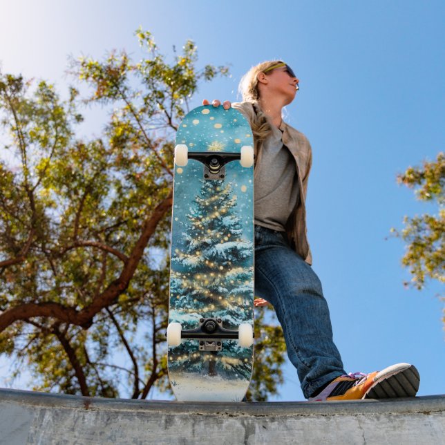 Silent Night Glow Bright Christmas Forest Tree Skateboard (Outdoor 1)