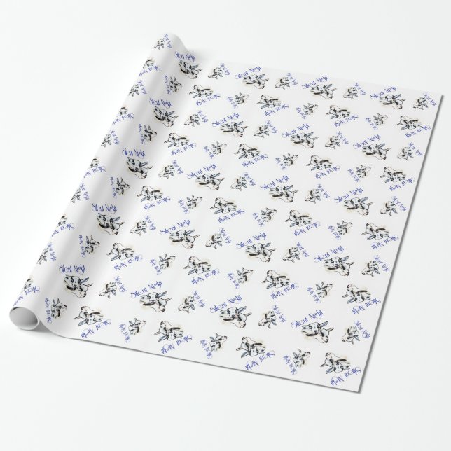 Silent Night Goat Christmas 2 Wrapping Paper (Unrolled)