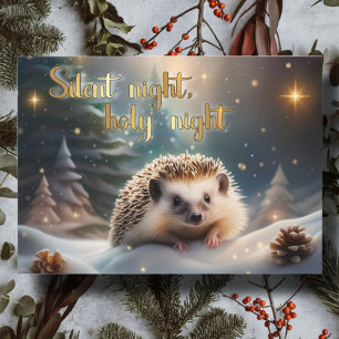 Silent Night Hedgehog Winter Wonderland Christian Holiday Card