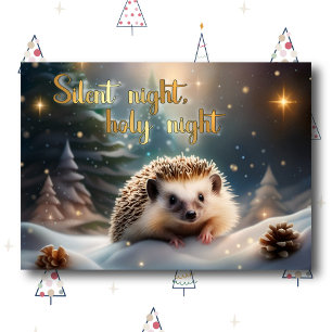 Silent Night Hedgehog Winter Wonderland Christian Holiday Card