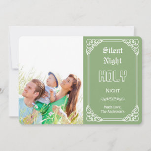 Silent Night Holy Chalkboard Typography photo card