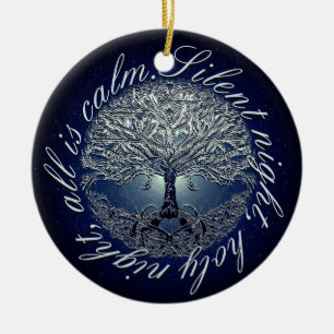 Silent Night Holy Night All Is Calm Ceramic Tree Decoration