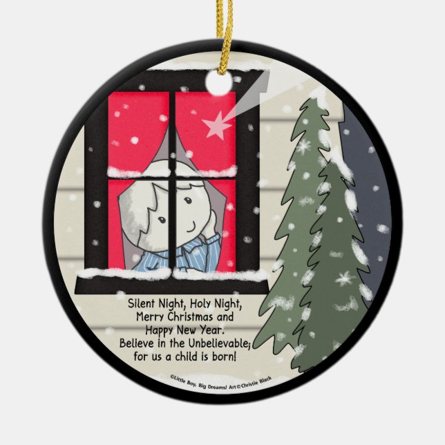 Silent Night, Holy Night Ceramic Tree Decoration (Front)