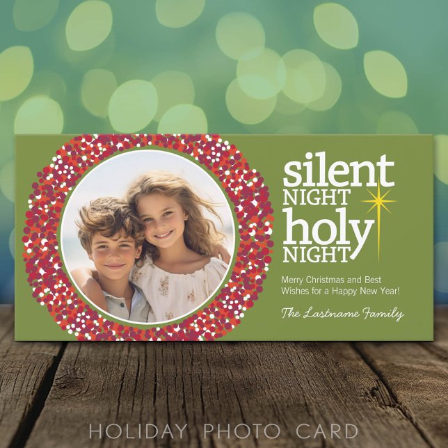 Silent Night, Holy Night Christian Christmas Holiday Card (Classic Holiday Photo Card)