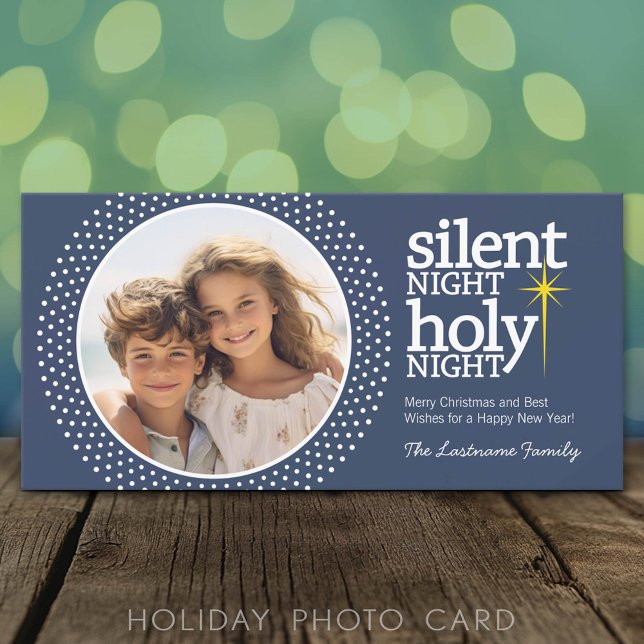 Silent Night, Holy Night Christian Christmas Holiday Card (Classic Holiday Photo Card)