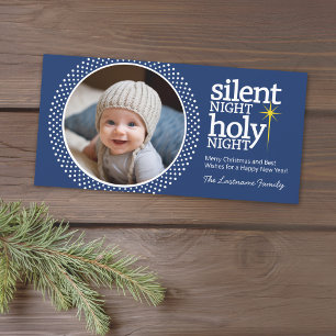 Silent Night, Holy Night Christian Christmas Photo Holiday Card