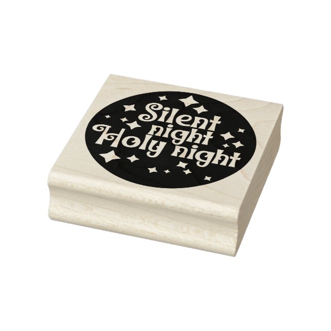 Silent Night Holy Night Christmas Square Wood Rubber Stamp (Stamp)