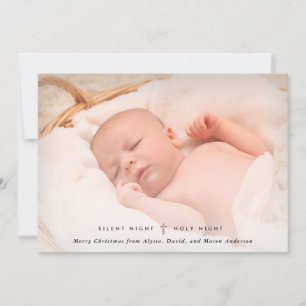 Silent Night, Holy Night   Cross and Photo Holiday Card