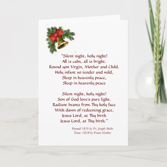 Silent Night Holy Night Hymn Christmas Card (Front)