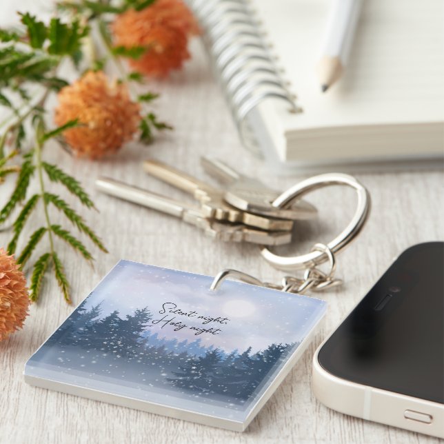 Silent Night Holy Night Magic Winter Illustration  Key Ring (Front Right)