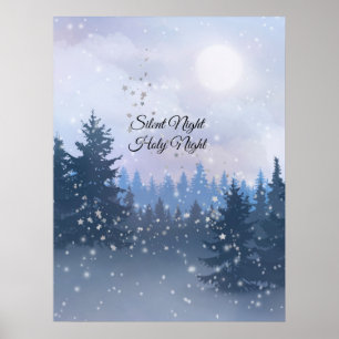 Silent Night Holy Night Magic Winter Illustration Poster