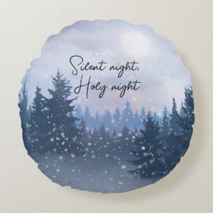Silent Night Holy Night Magic Winter Illustration Round Cushion