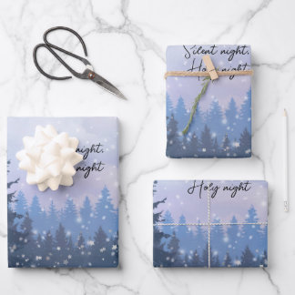 Silent Night Holy Night Magic Winter Illustration Wrapping Paper Sheet