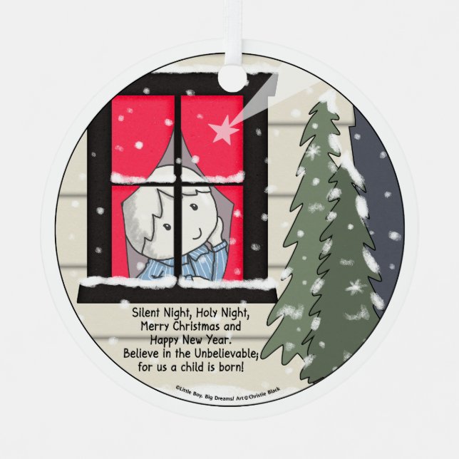 Silent Night, Holy Night Metal Tree Decoration (Front)