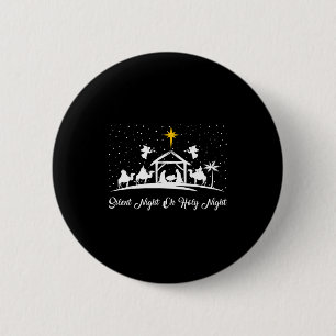 Silent Night Holy Night Nativity Scene Christian C 6 Cm Round Badge
