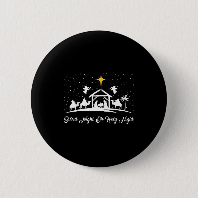 Silent Night Holy Night Nativity Scene Christian C 6 Cm Round Badge (Front)