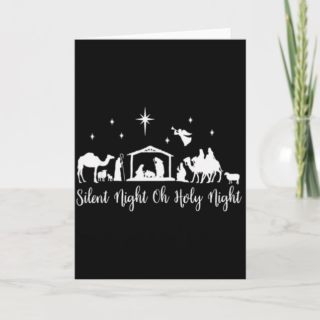 Silent Night Holy Night Nativity Scene Religious C Card (Front)