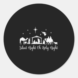 Silent Night Holy Night Nativity Scene Religious C Classic Round Sticker