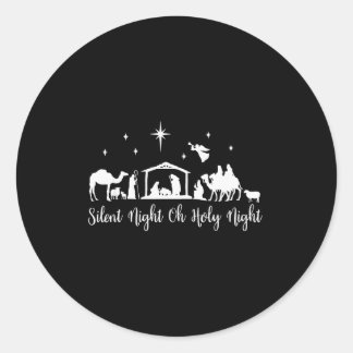 Silent Night Holy Night Nativity Scene Religious C Classic Round Sticker