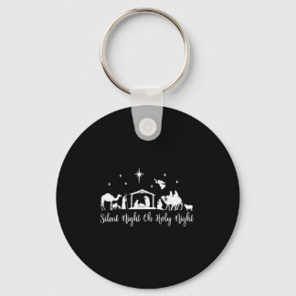 Silent Night Holy Night Nativity Scene Religious C Key Ring