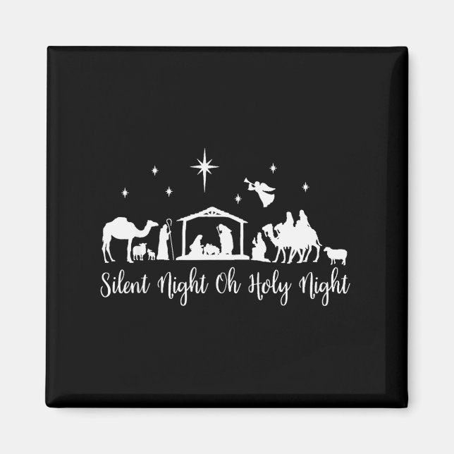 Silent Night Holy Night Nativity Scene Religious C Magnet (Front)