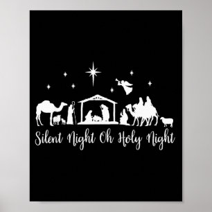 Silent Night Holy Night Nativity Scene Religious C Poster