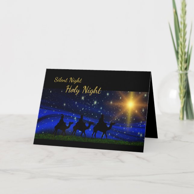 Silent Night Holy Night Personalised Christmas Holiday Card (Front)
