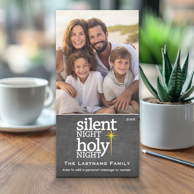 Silent Night, Holy Night - photo - Chalkboard Holiday Card (Classic Christmas Photo Card)