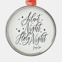 Silent Night Holy Night Round Christmas Ornament
