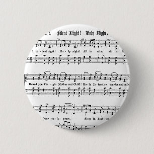 SILENT NIGHT HOLY NIGHT SHEET MUSIC CHRISTMAS SONG 6 CM ROUND BADGE