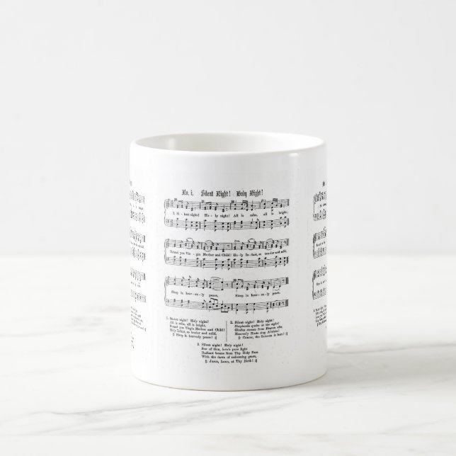 SILENT NIGHT HOLY NIGHT SHEET MUSIC CHRISTMAS SONG COFFEE MUG (Center)