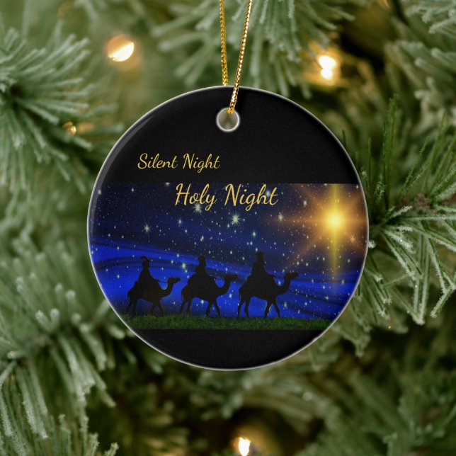 Silent Night Holy Night Three Wise Men Christmas Ceramic Tree Decoration (Tree)