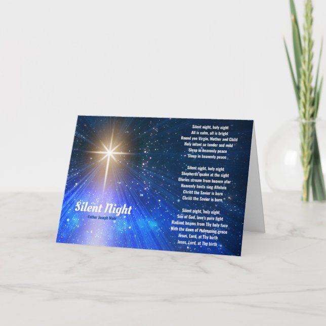 Silent Night Lyrics Christmas Holiday Card (Front)