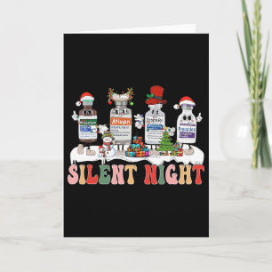 Silent Night Merry Christmas Nurse Pills Pharmacis Card