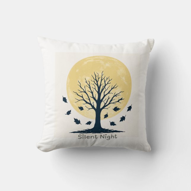 Silent Night Moon Tree Pillow (Front)