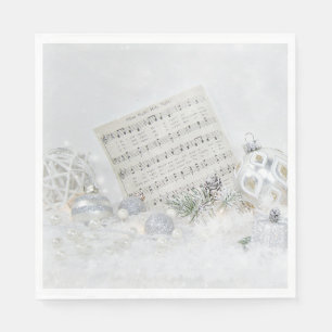 Silent Night Music With Ornaments Napkin