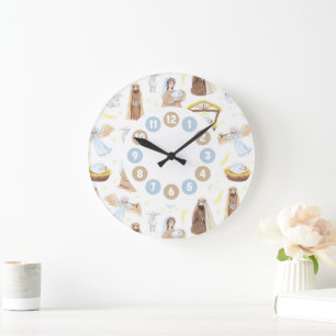 Silent Night Nativity Christmas Gift Square Wall C Large Clock