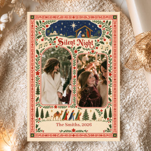 Silent Night Nativity Christmas Photo Holiday Card