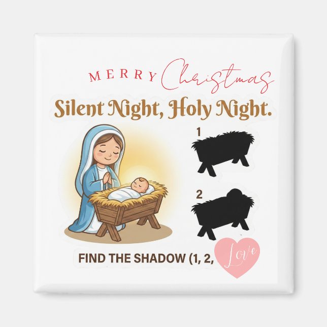 Silent Night Nativity Scene Find The Shadow Game Magnet (Front)