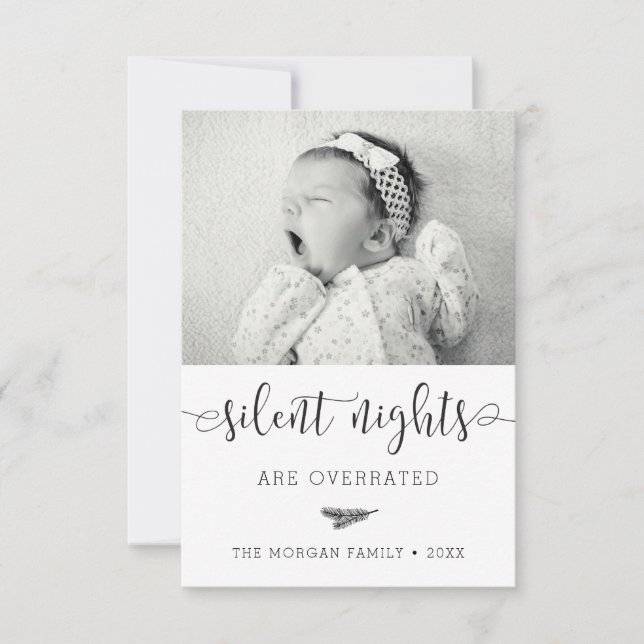 Silent Night New Baby Christmas Photo Cards (Front)