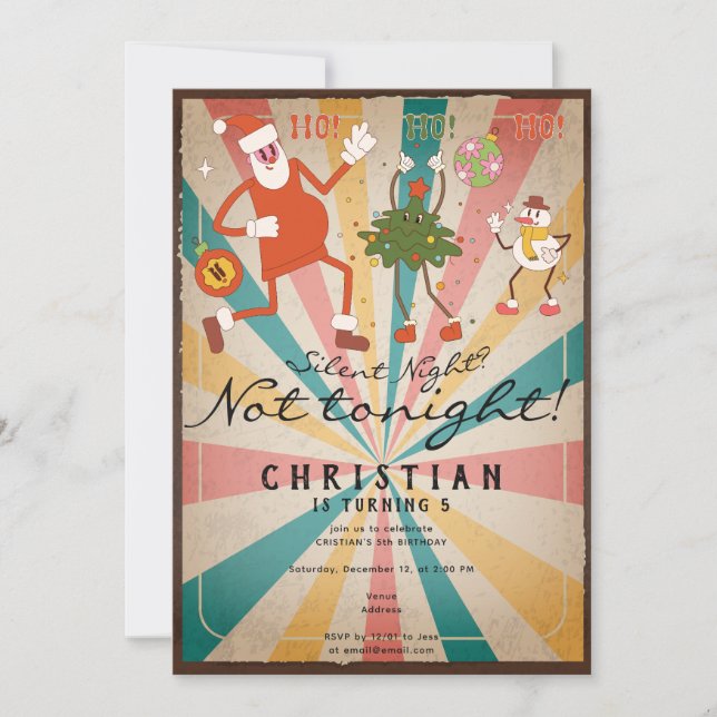 Silent Night Not Tonight Groovy Christmas Birthday Invitation (Front)