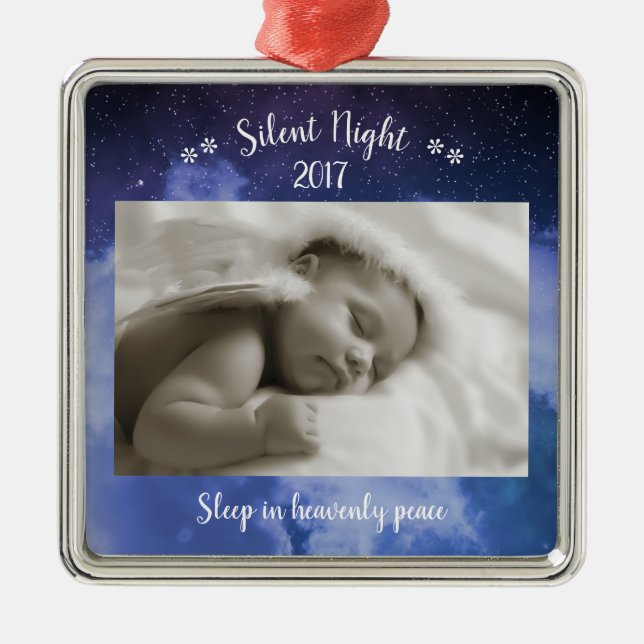 Silent Night Photo - Square Ornament (Front)