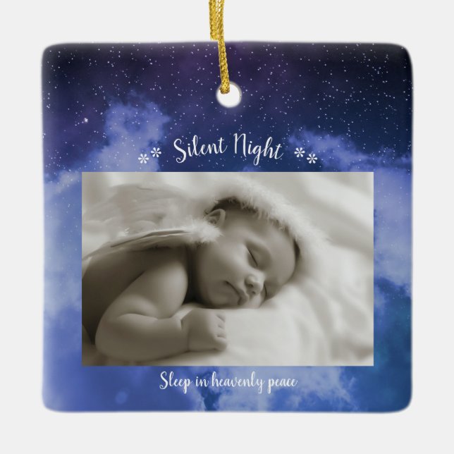 Silent Night Photo - Square Ornament (Front)
