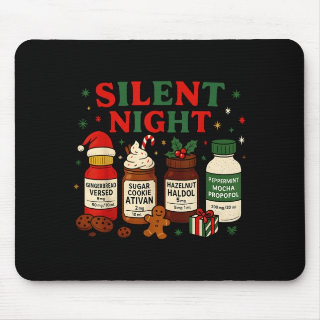 Silent Night Profol Icu Nurse Funny Christmas Medi Mouse Mat (Front)
