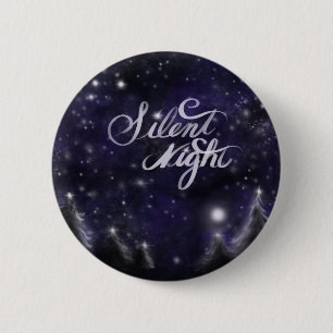 Silent Night - romantic Holiday snow scene 6 Cm Round Badge