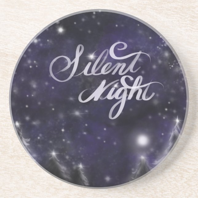 Silent Night - romantic Holiday snow scene Coaster (Front)