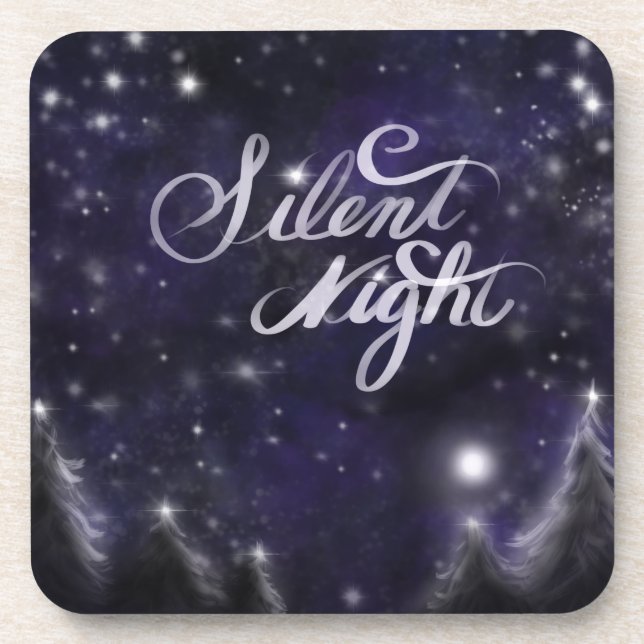 Silent Night - romantic Holiday snow scene Coaster (Front)