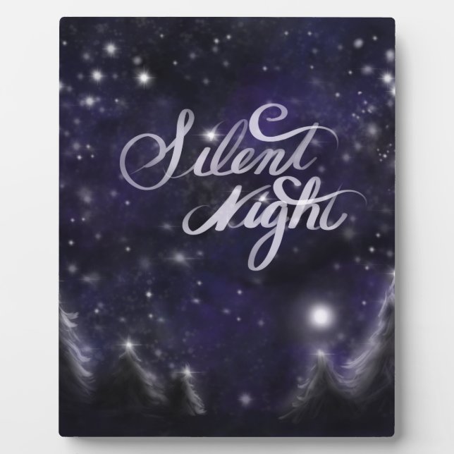Silent Night - romantic Holiday snow scene Plaque (Front)