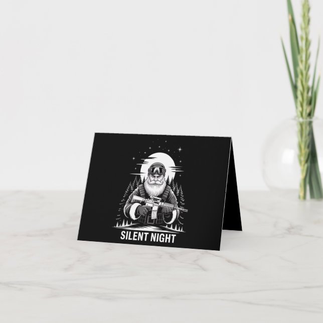 Silent Night Santa Christmas Military Veteran  Card (Front)
