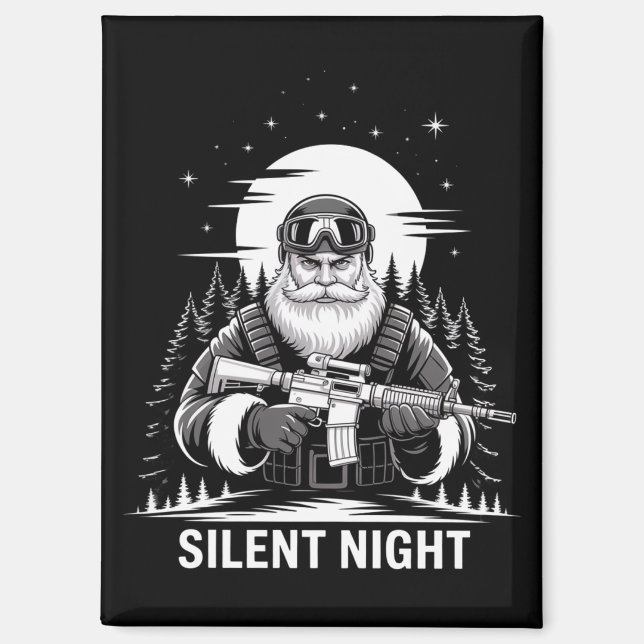 Silent Night Santa Christmas Military Veteran  Magnet (Front)
